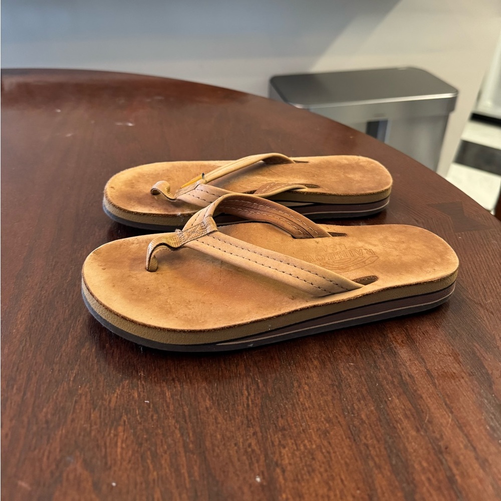 Rainbow premium leather flip flops